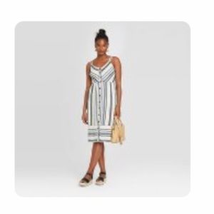Striped button front sun dress